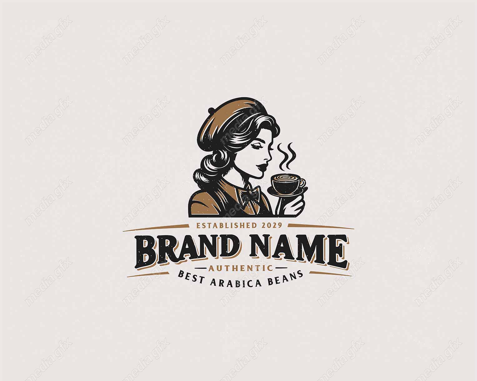 وکتور لوگوی قهوه و کافی شاپ قدیمی قهوه عربی باریستا MV003462