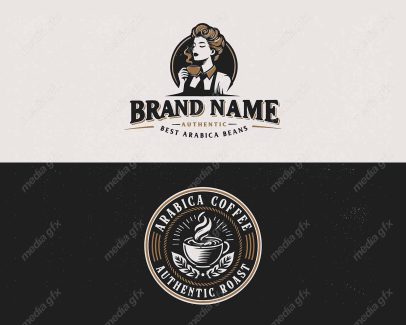وکتور لوگوی قهوه و کافی شاپ قدیمی قهوه عربی باریستا MV003463