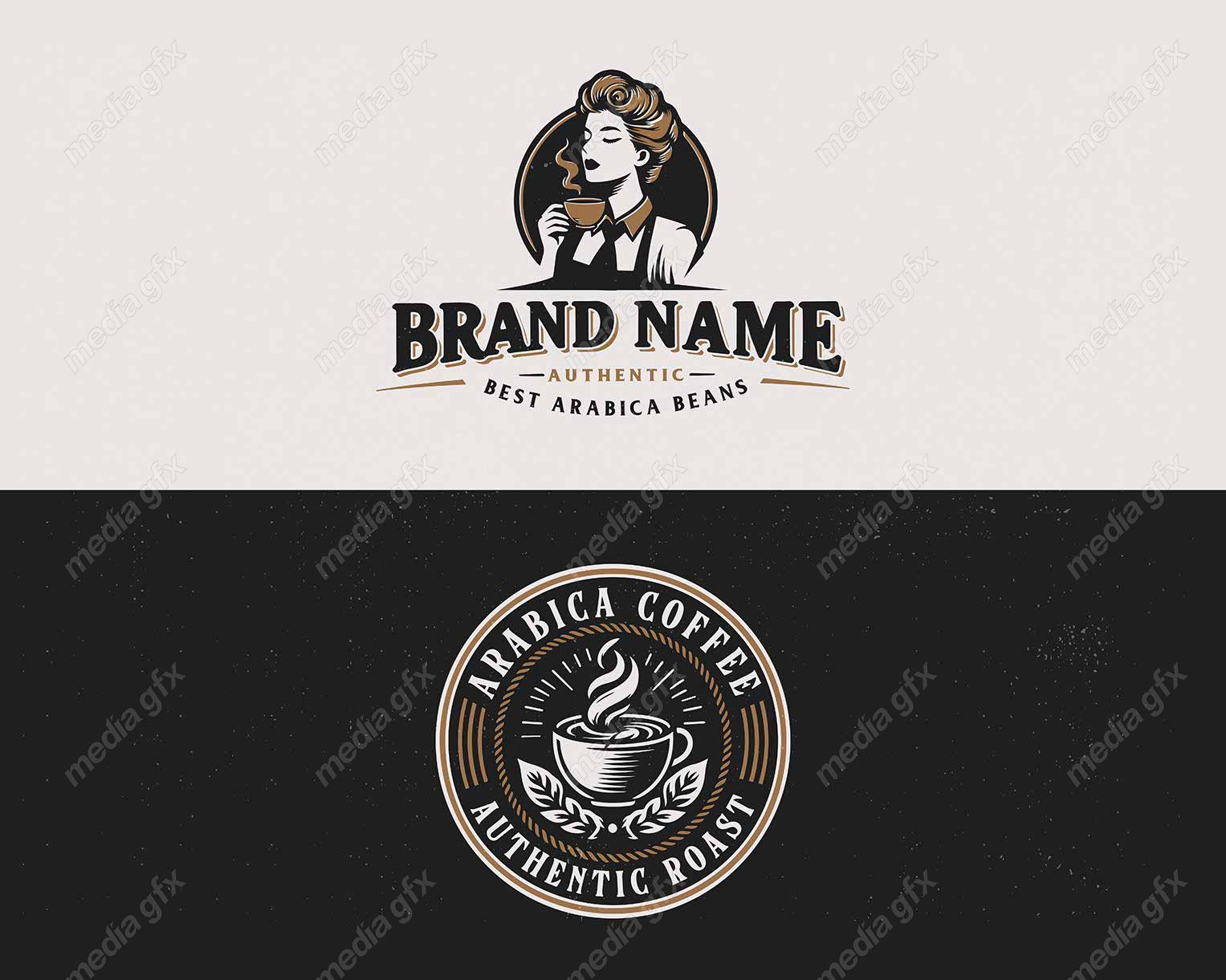 وکتور لوگوی قهوه و کافی شاپ قدیمی قهوه عربی باریستا MV003463