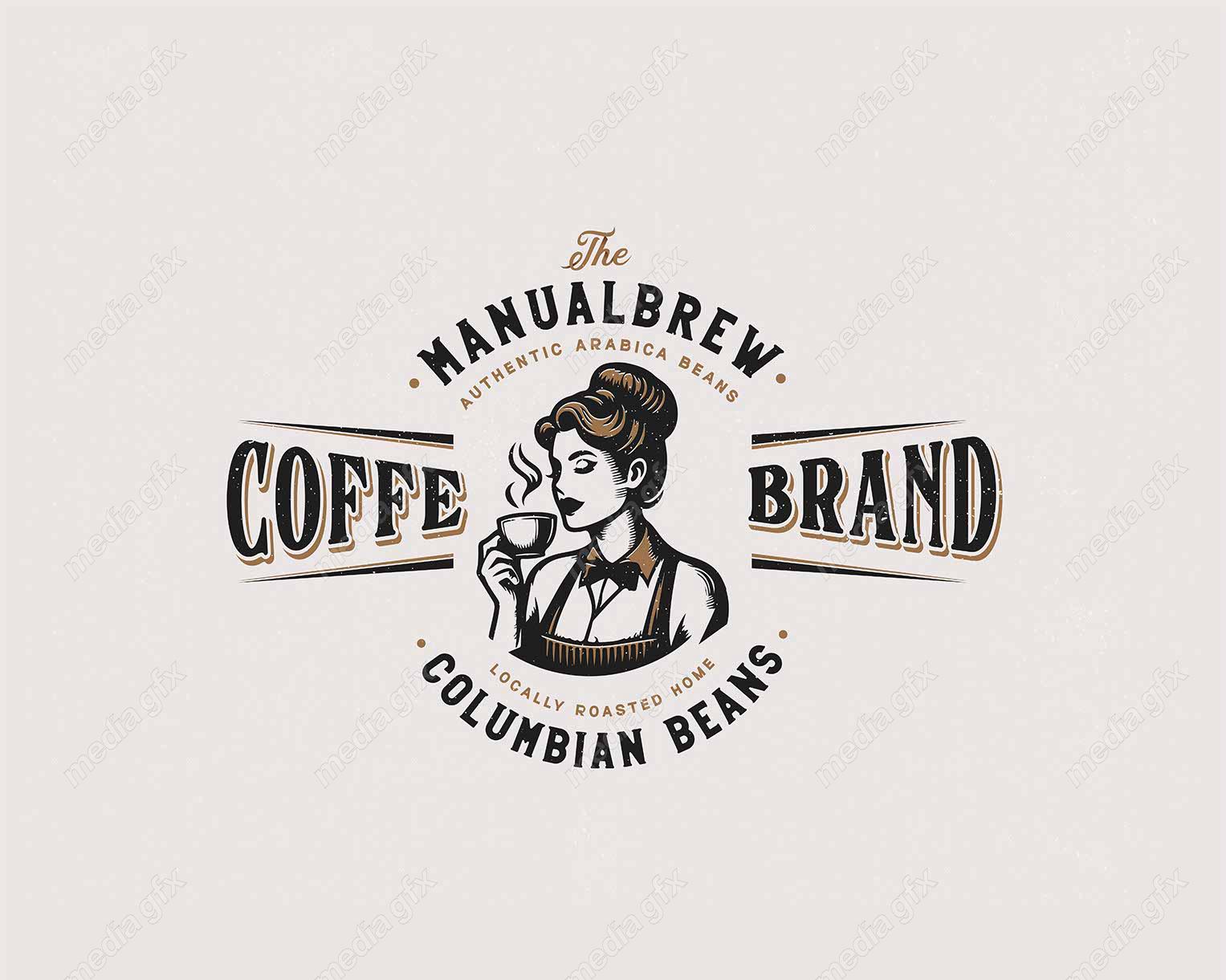 وکتور لوگوی قهوه و کافی شاپ قدیمی قهوه عربی باریستا MV003465
