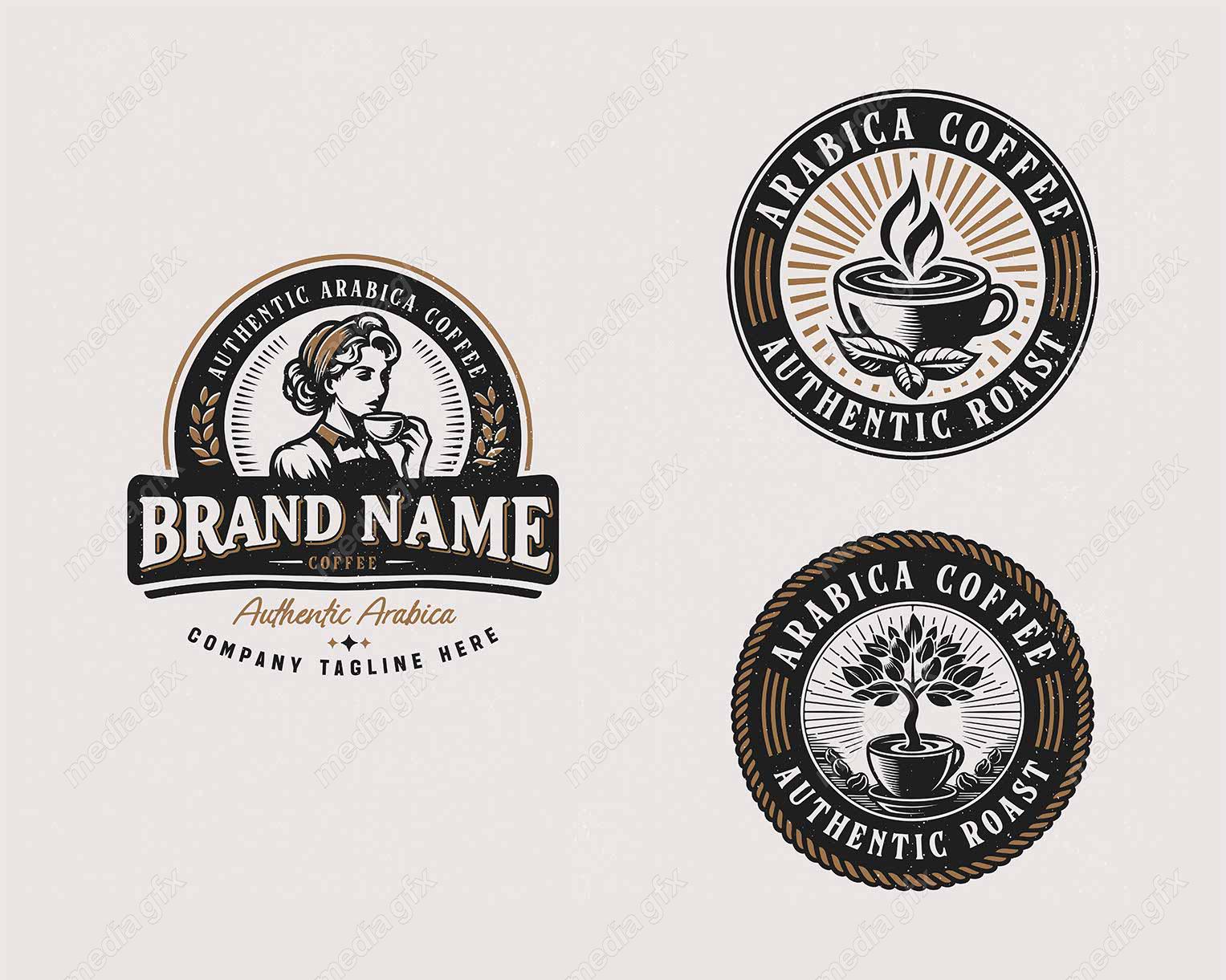 وکتور لوگوی قهوه و کافی شاپ قدیمی قهوه عربی باریستا MV003466