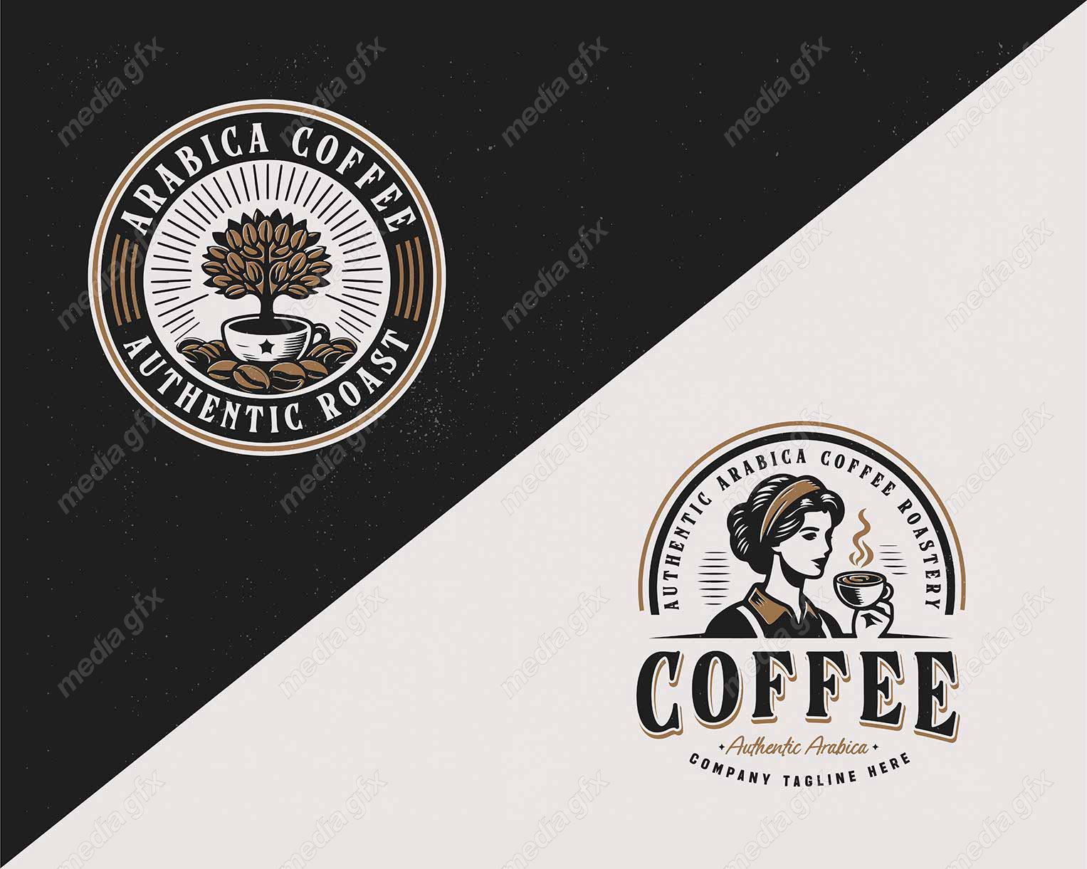 وکتور لوگوی قهوه و کافی شاپ قدیمی قهوه عربی باریستا MV003470