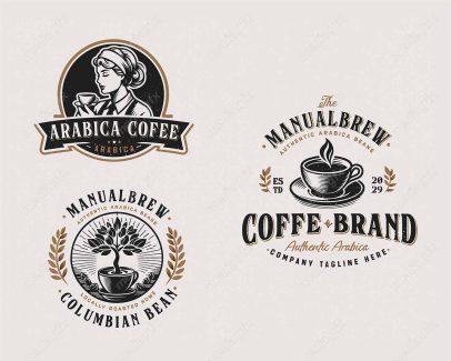 وکتور لوگوی قهوه و کافی شاپ قدیمی قهوه عربی باریستا MV003471