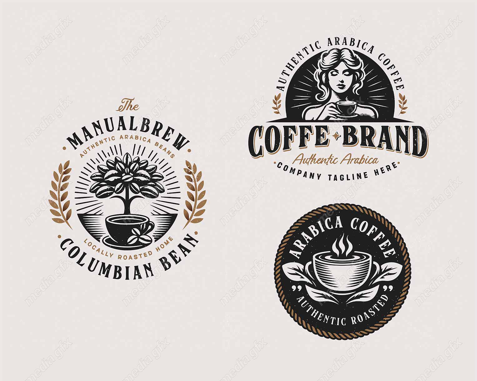 وکتور لوگوی قهوه و کافی شاپ قدیمی قهوه عربی باریستا MV003472