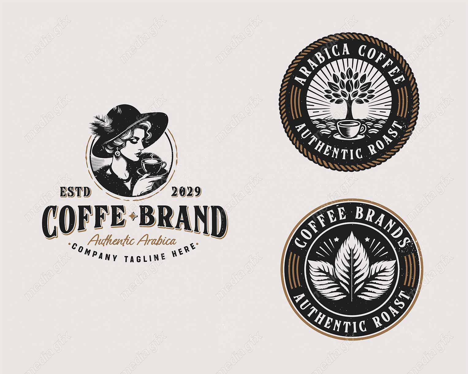 وکتور لوگوی قهوه و کافی شاپ قدیمی قهوه عربی باریستا MV003476