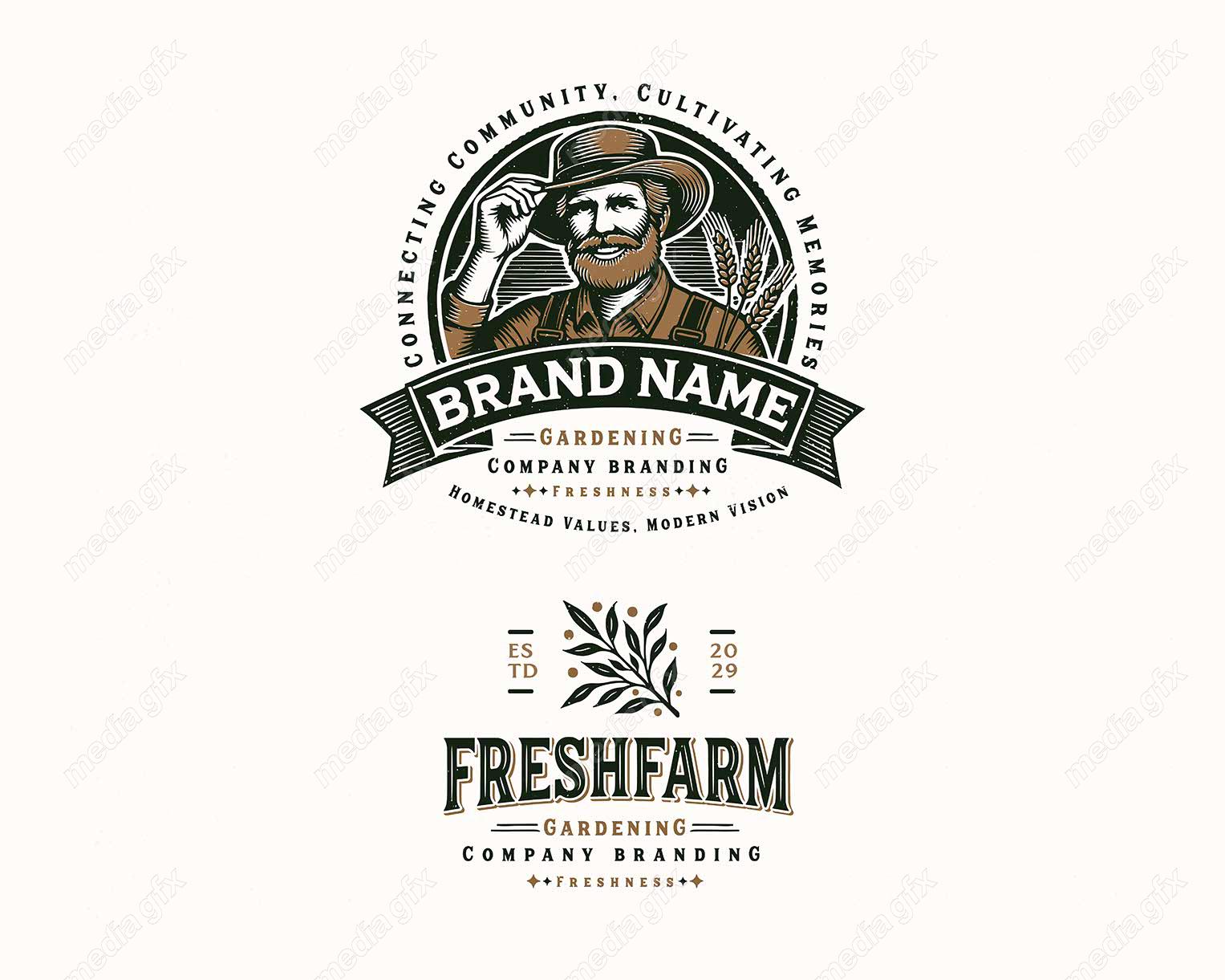 وکتور لوگوی باغبانی و کشاورزی مزرعه MV003496