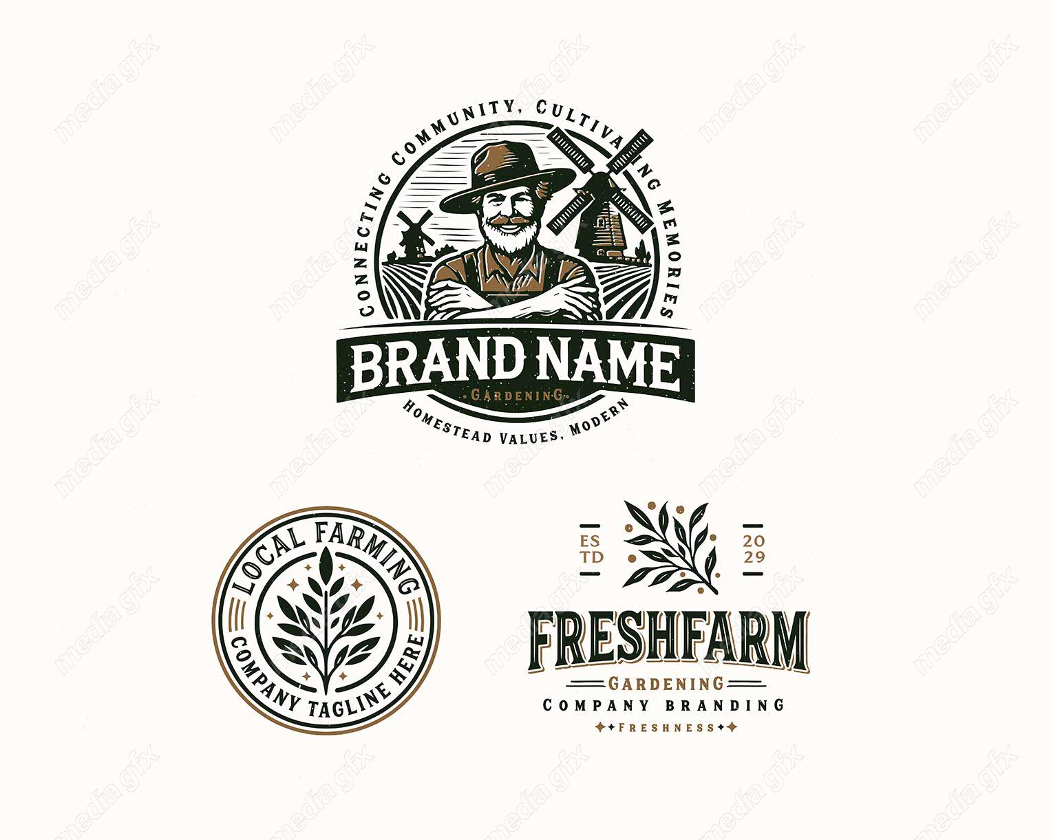 وکتور لوگوی باغبانی و کشاورزی مزرعه MV003497