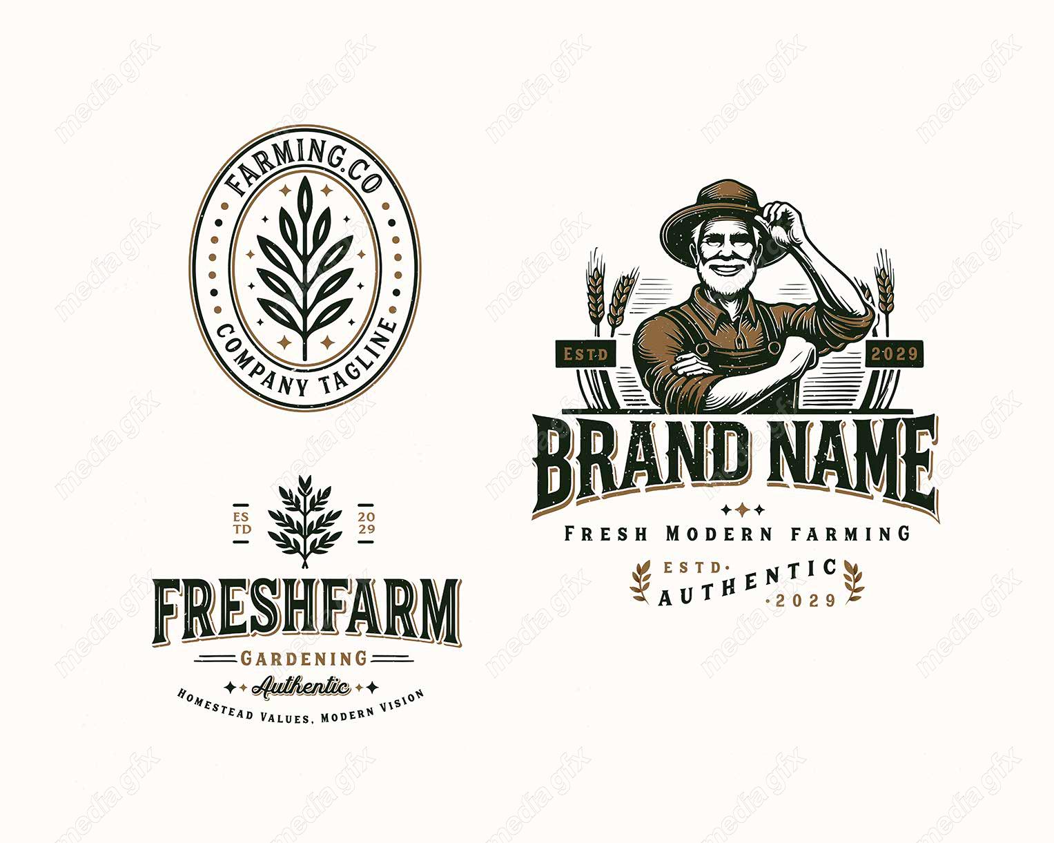 وکتور لوگوی باغبانی و کشاورزی مزرعه MV003501