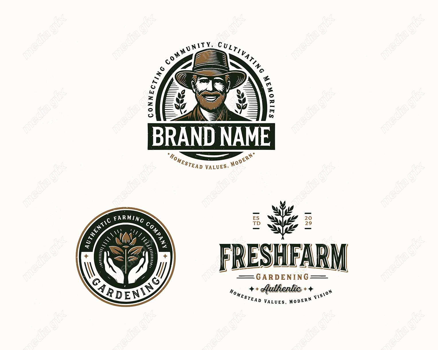 وکتور لوگوی باغبانی و کشاورزی مزرعه MV003502