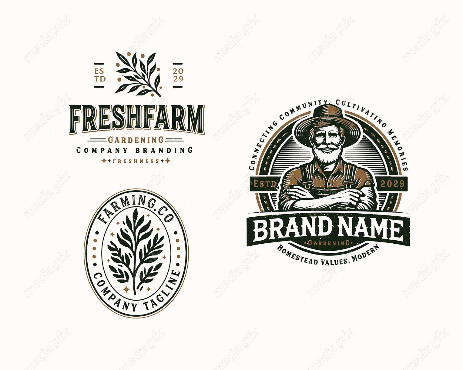 وکتور لوگوی باغبانی و کشاورزی مزرعه MV003504