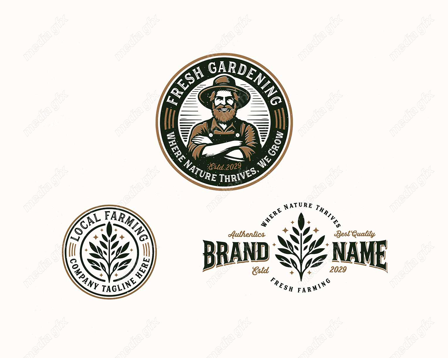 وکتور لوگوی باغبانی و کشاورزی مزرعه MV003507