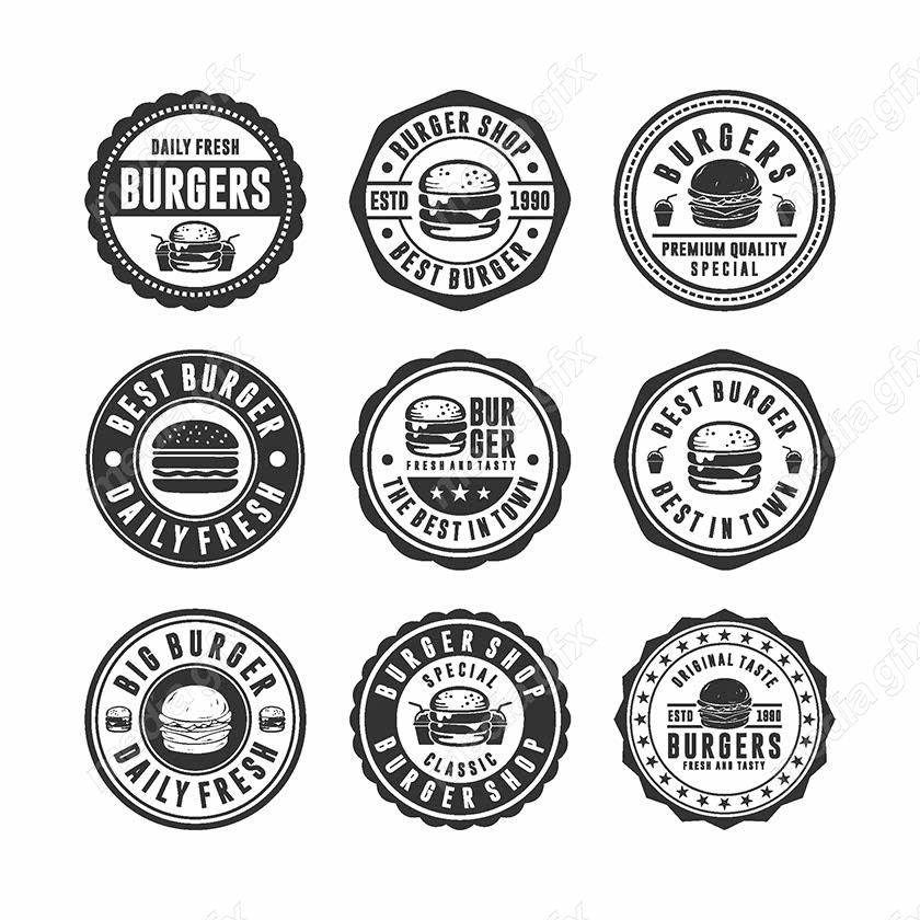 وکتور طرح لوگوی همبرگر و فست فود MV003532