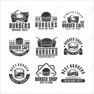 وکتور طرح لوگوی همبرگر و فست فود MV003534