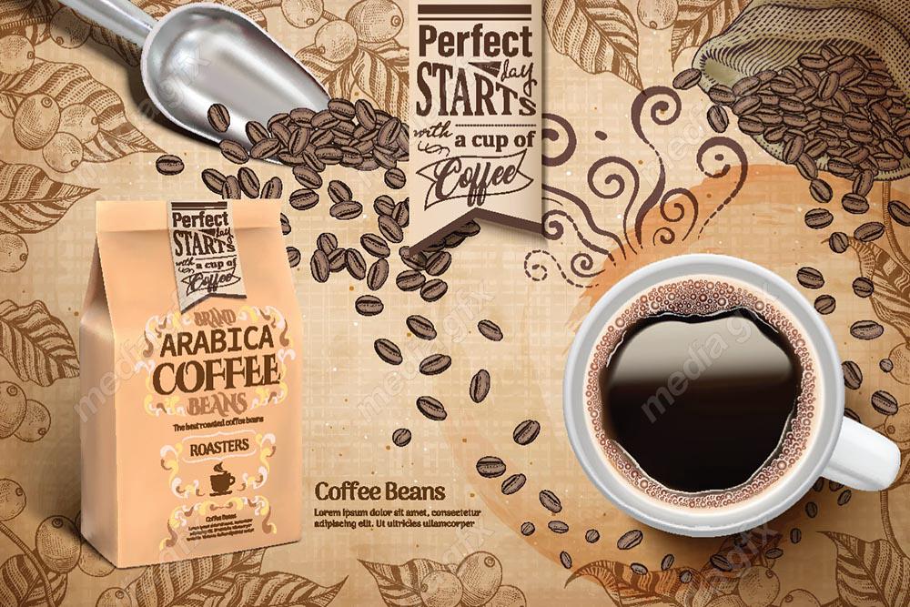 وکتور طرح آماده پوستر کافی شاپ و قهوه MV003561