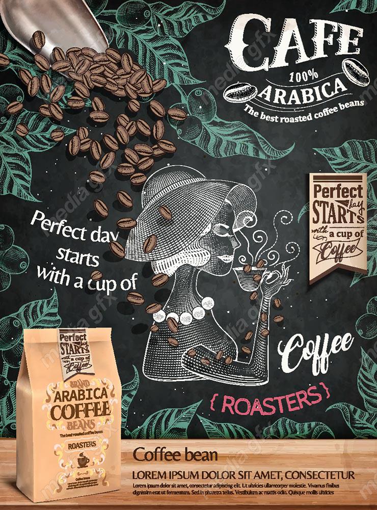 وکتور طرح آماده پوستر کافی شاپ و قهوه MV003563