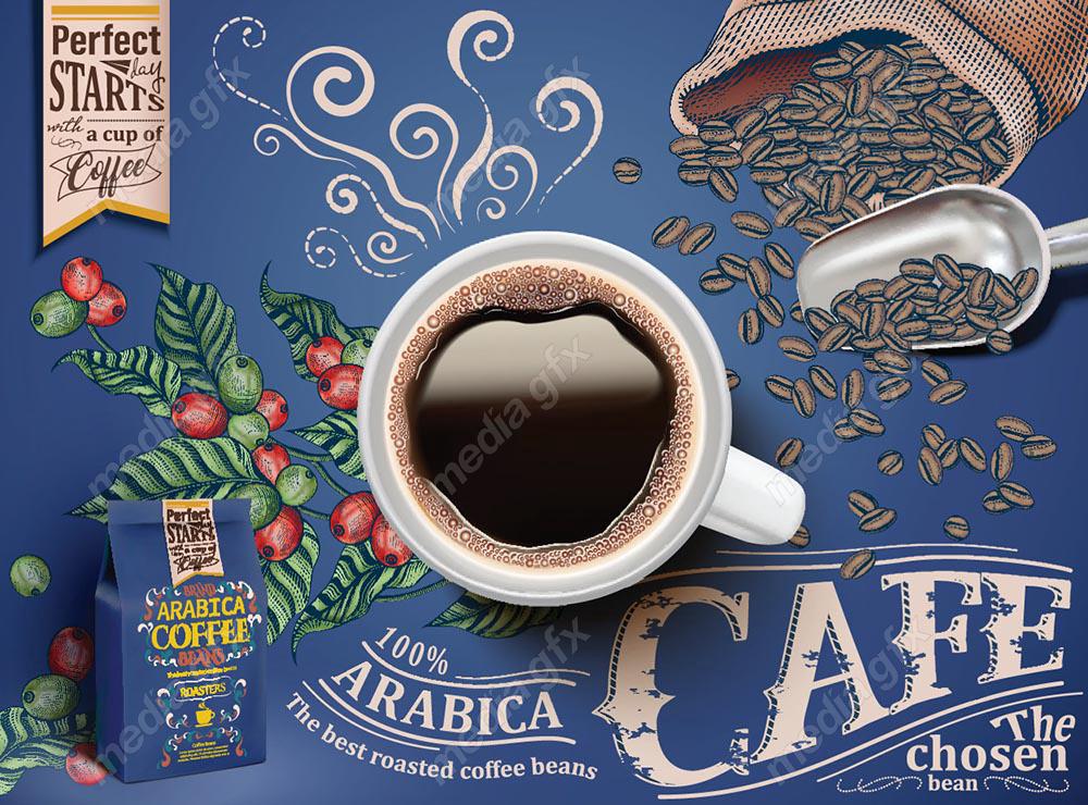وکتور طرح آماده پوستر کافی شاپ و قهوه MV003565