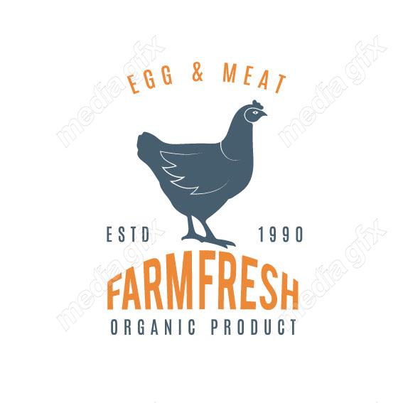 وکتور طرح لوگو مرغ و خروس، مرغداری و مزرعه MV003664