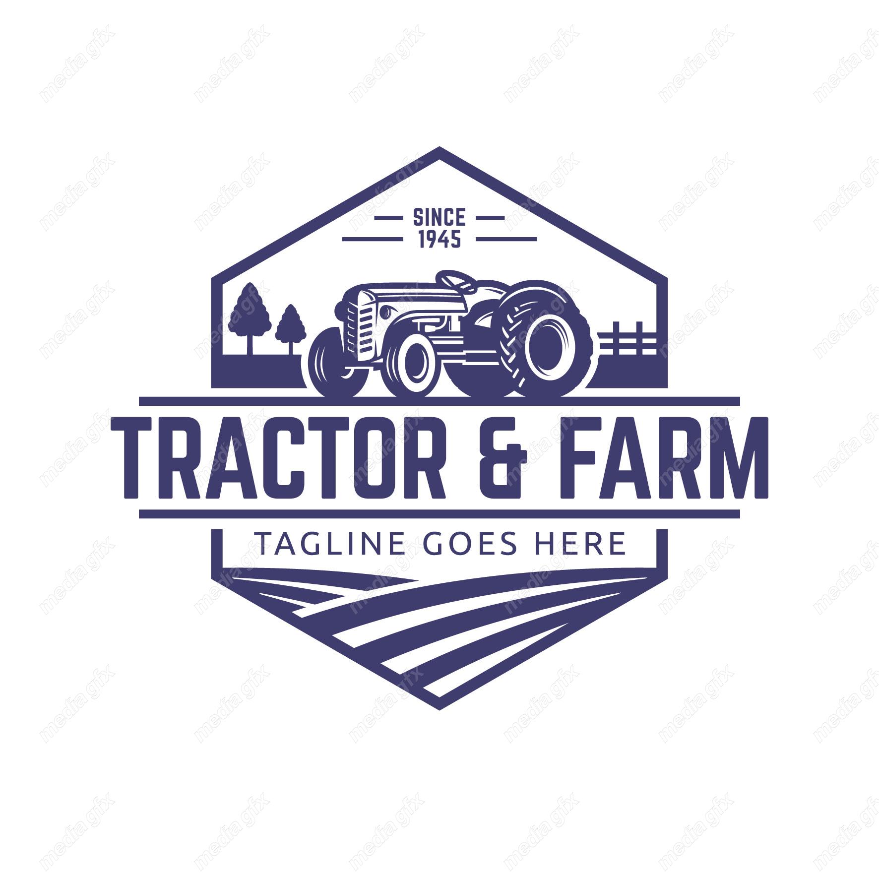 وکتور طرح لوگو تراکتور و ماشین الات کشاورزی MV003683