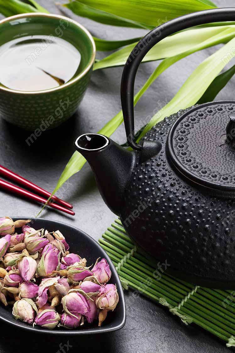 عکس با کیفیت دمنوش و چای سبز پس زمینه ژاپنی MJ003756