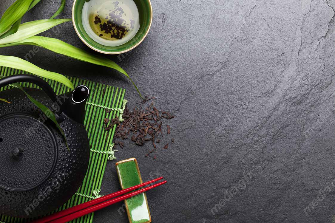 عکس با کیفیت دمنوش و چای سبز پس زمینه ژاپنی MJ003758