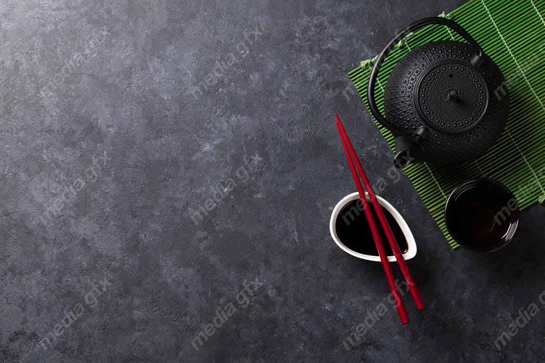 عکس با کیفیت دمنوش و چای سبز پس زمینه ژاپنی MJ003764