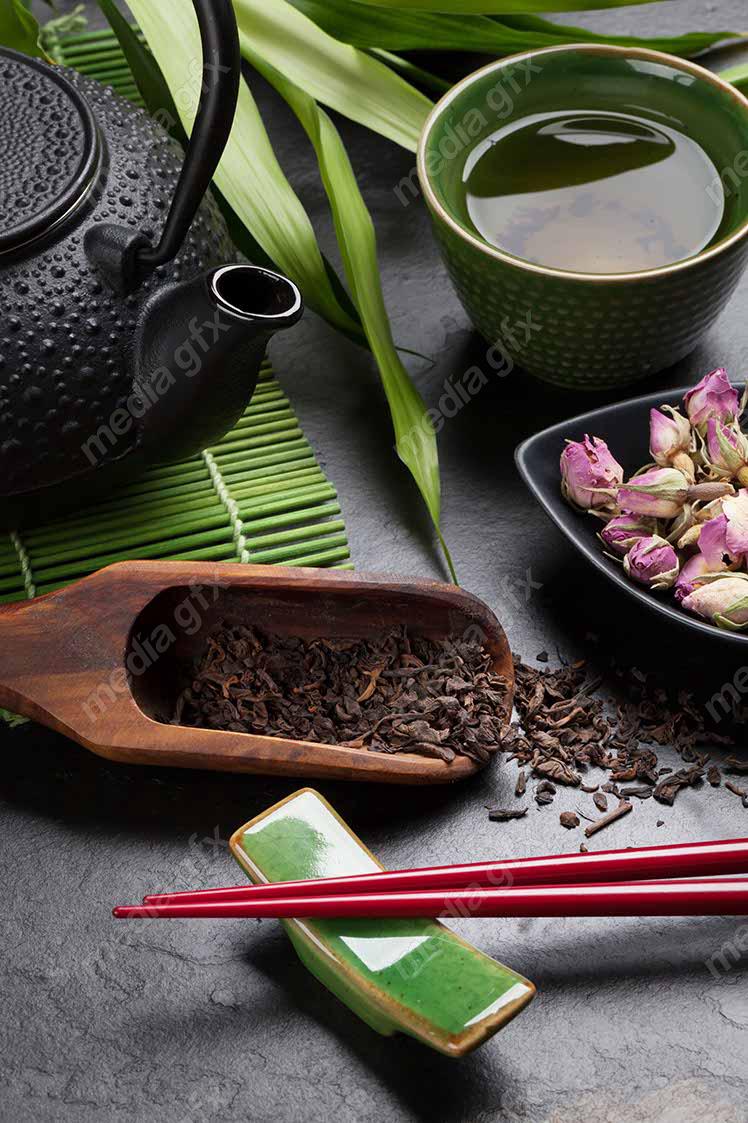 عکس با کیفیت دمنوش و چای سبز پس زمینه ژاپنی MJ003767