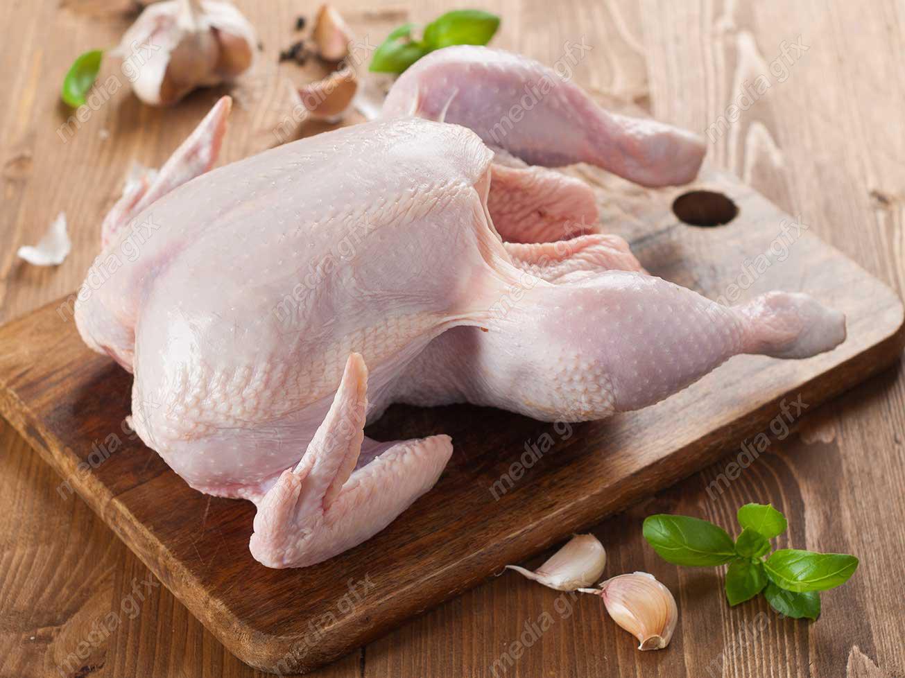 عکس با کیفیت گوشت مرغ خام روی تخته آشپزخانه  MJ003773