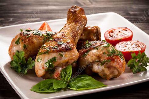 دانلود رایگان عکس با کیفیت مرغ کبابی و سوخاری و دورچین MJ003786