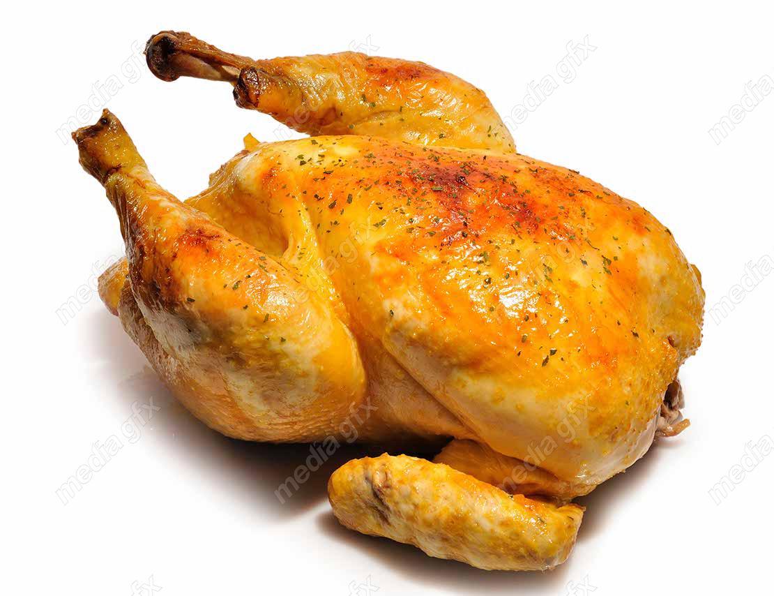 عکس با کیفیت مرغ بریان پس زمینه سفید MJ003795