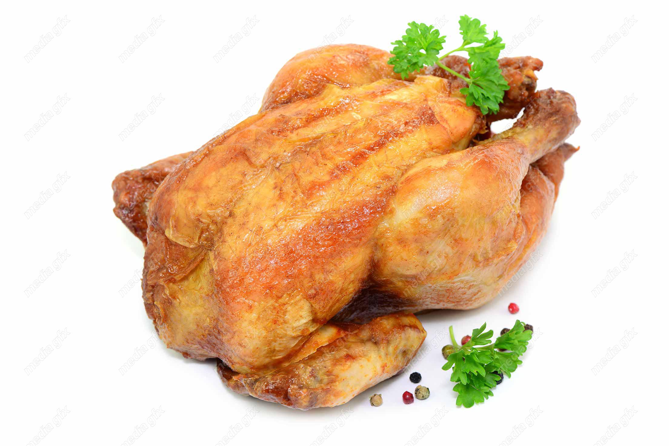 عکس با کیفیت مرغ بریان پس زمینه سفید MJ003799