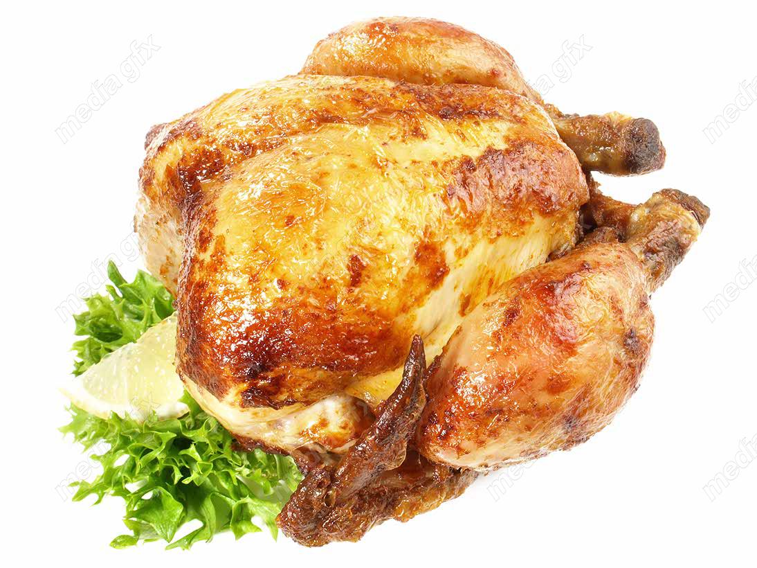 عکس با کیفیت مرغ بریان پس زمینه سفید MJ003801