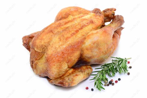 عکس با کیفیت مرغ بریان پس زمینه سفید MJ003803