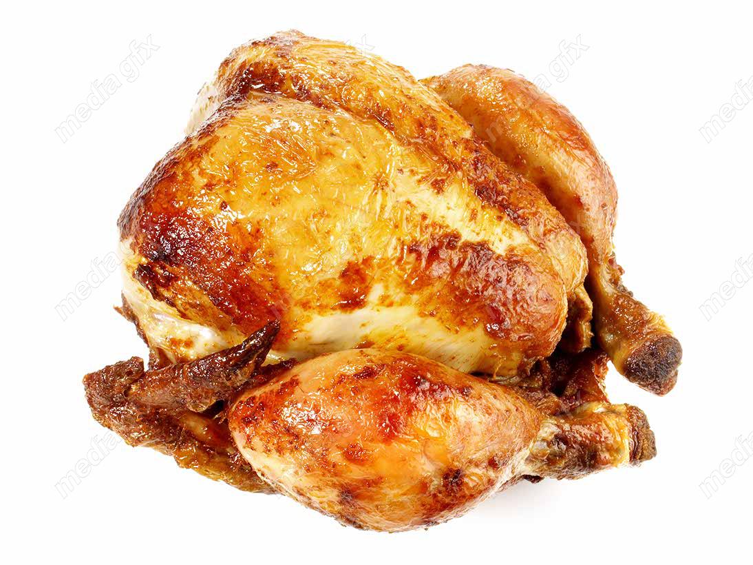 عکس با کیفیت مرغ بریان پس زمینه سفید MJ003804