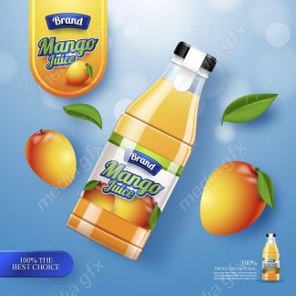 وکتور طرح پوستر آبمیوه طبیعی انبه MV003948