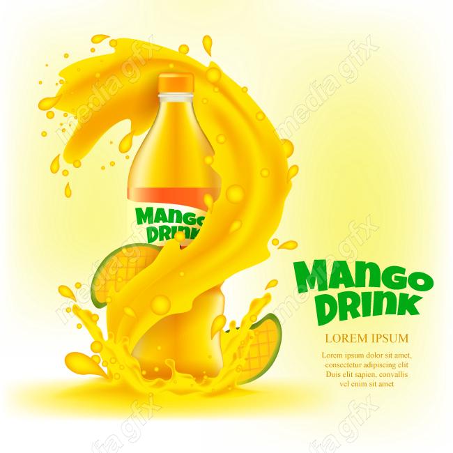 وکتور طرح پوستر آبمیوه طبیعی انبه MV003949