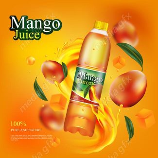 وکتور طرح پوستر آبمیوه طبیعی انبه MV003951