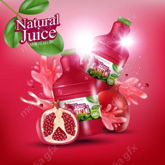 وکتور طرح پوستر آبمیوه طبیعی انار MV003955