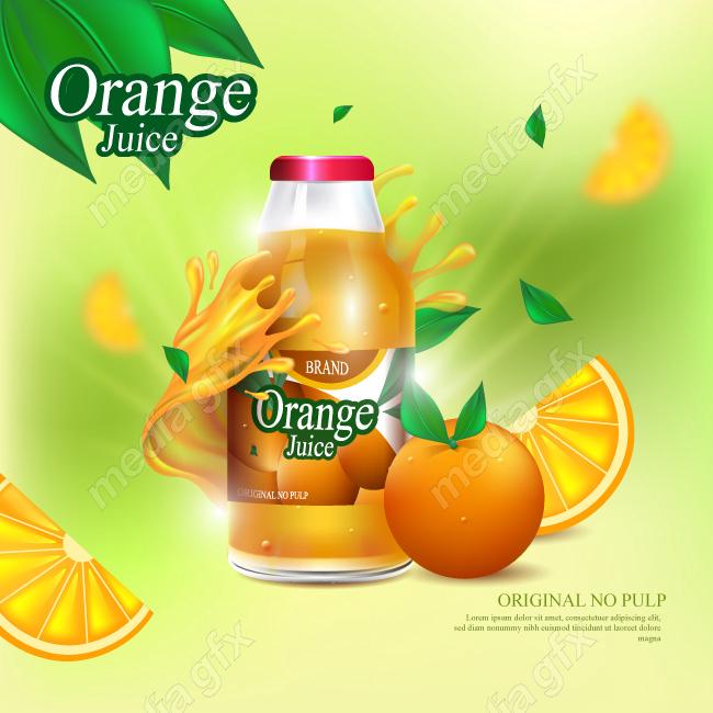 وکتور طرح پوستر آبمیوه طبیعی پرتقال MV003954