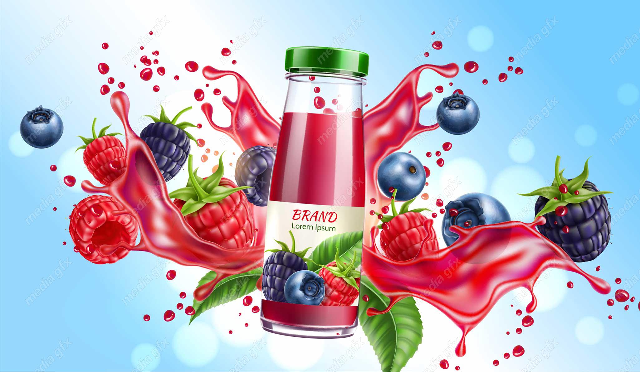 وکتور طرح پوستر آبمیوه طبیعی انار MV003960