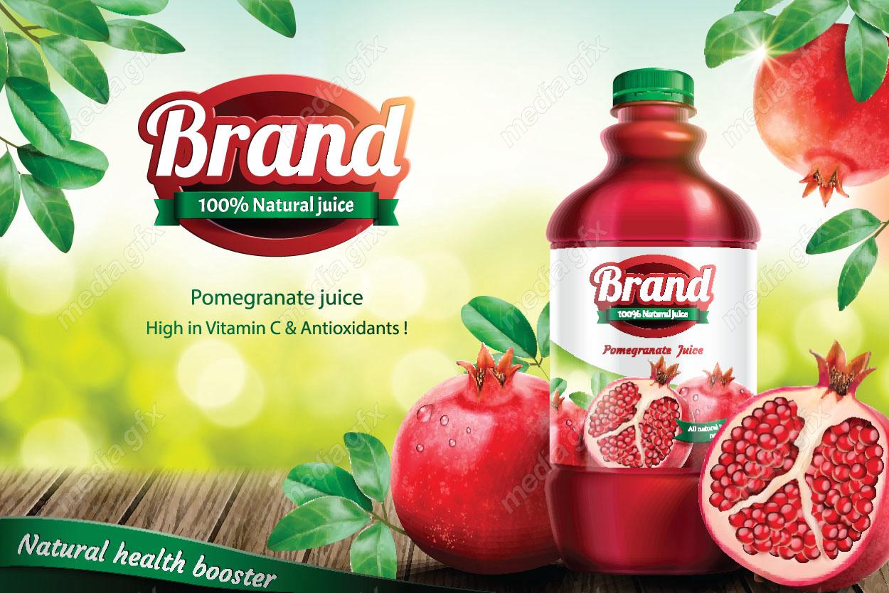 وکتور طرح پوستر آبمیوه طبیعی انار MV003961