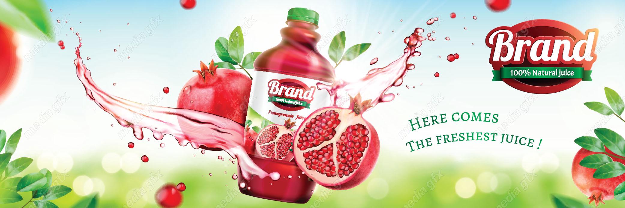 وکتور طرح پوستر آبمیوه طبیعی انار MV003962