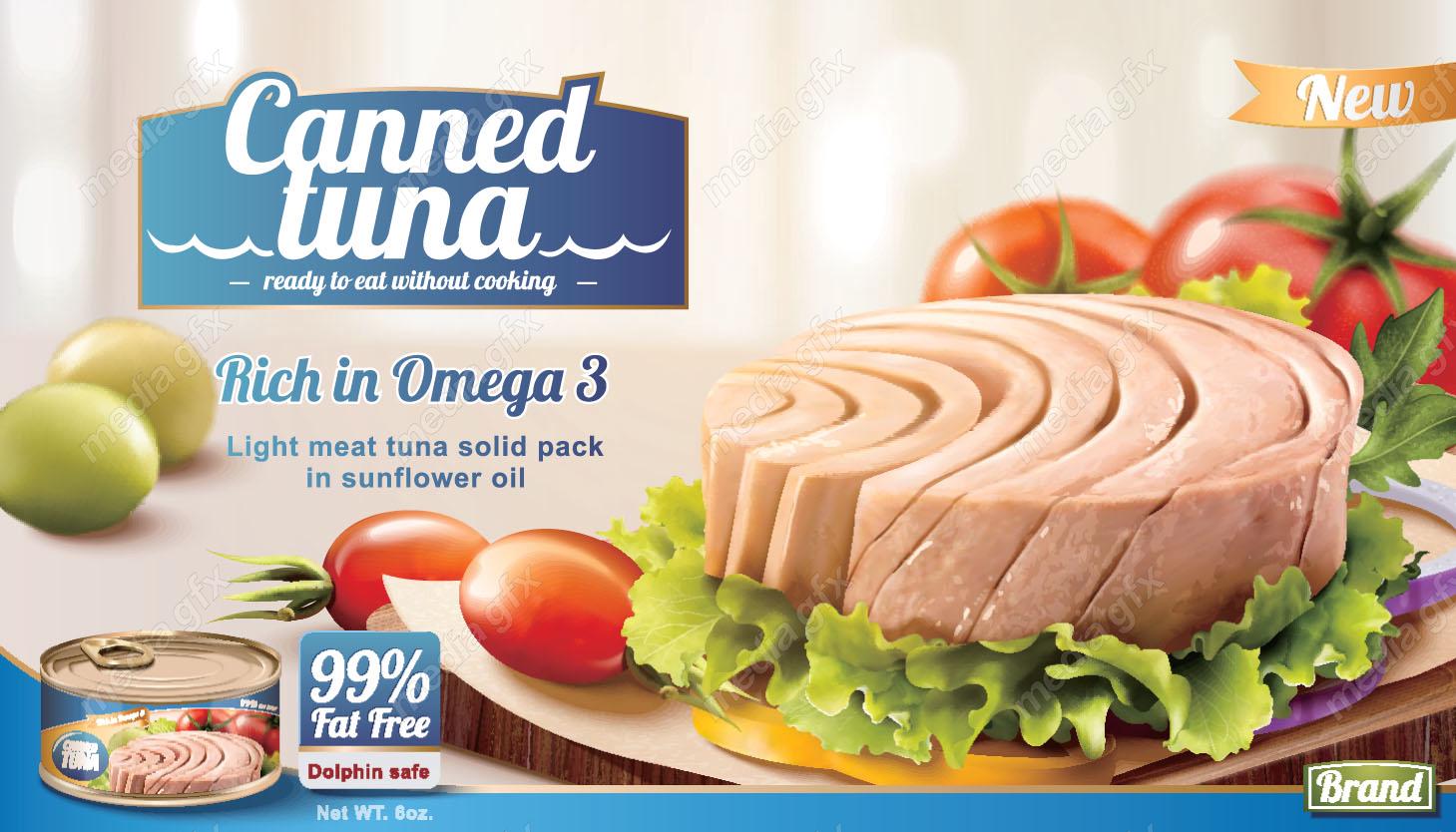 وکتور طرح پوستر و بیلبورد کنسرو تن ماهی MV003974