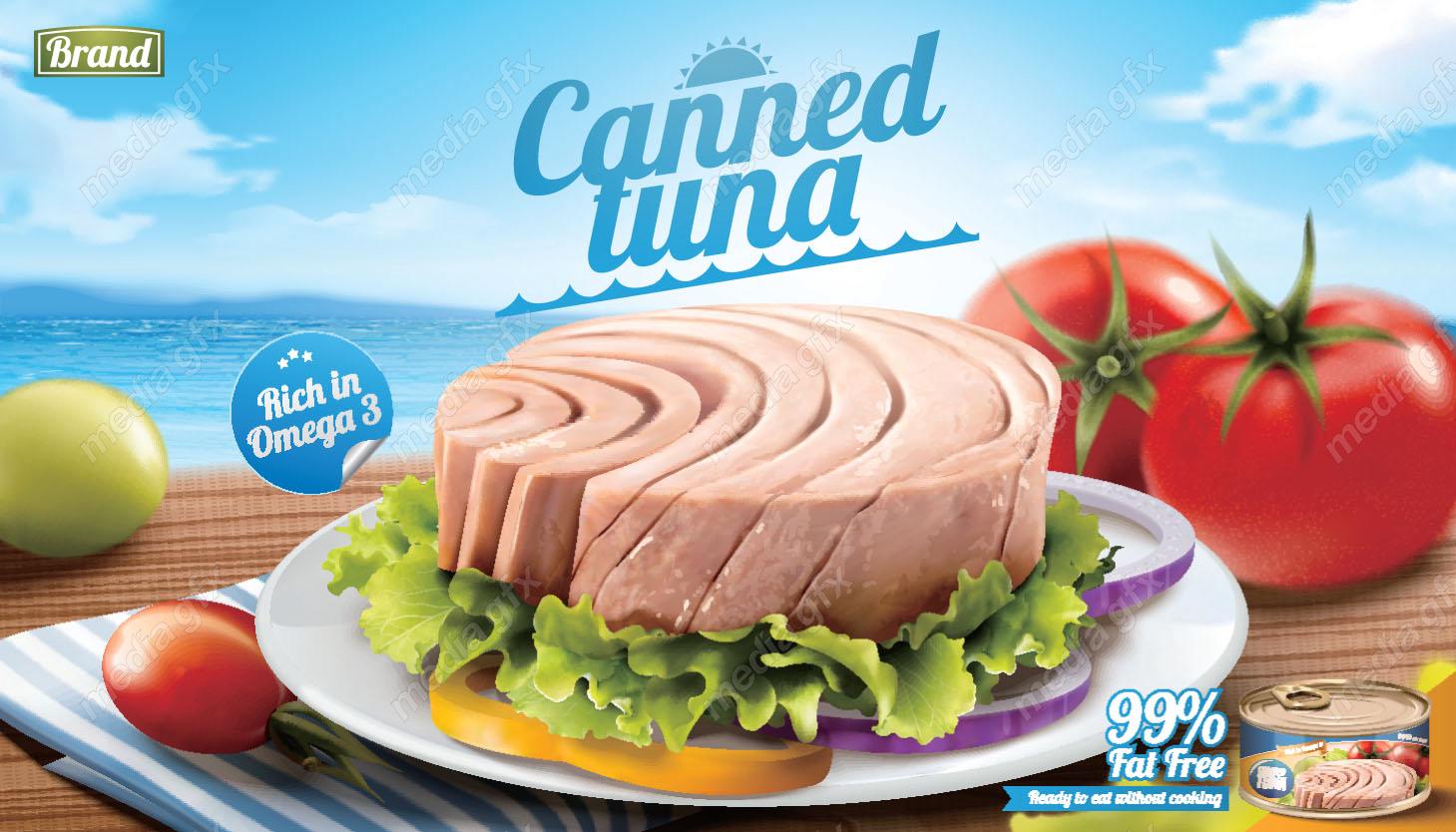 وکتور طرح پوستر و بیلبورد کنسرو تن ماهی MV003975