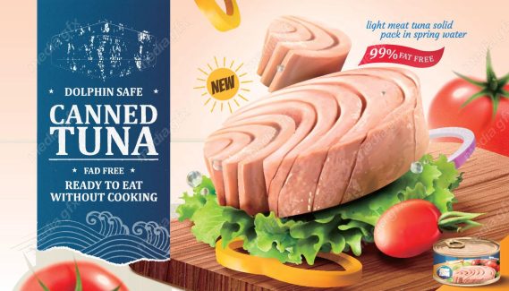 وکتور طرح پوستر و بیلبورد کنسرو تن ماهی MV003976