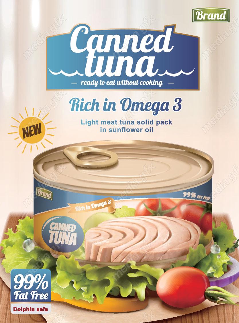 وکتور طرح پوستر و بیلبورد کنسرو تن ماهی MV003977