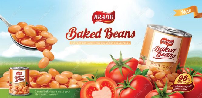 وکتور طرح  پوستر و بیلبورد کنسرو لوبیا  MV003980