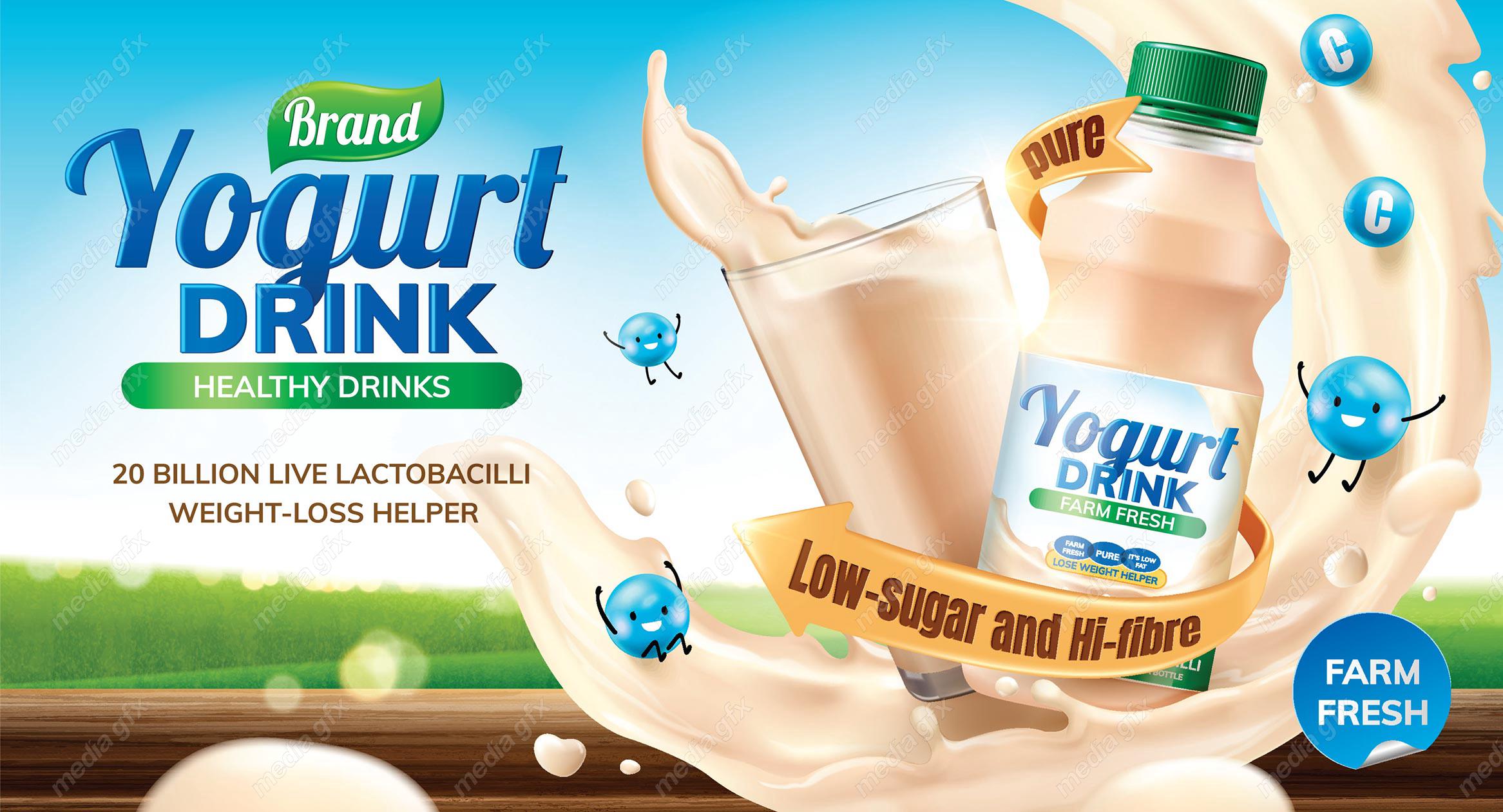 وکتور طرح پوستر و بیلبورد بطری بسته شیر و محصولات لبنی  MV003982