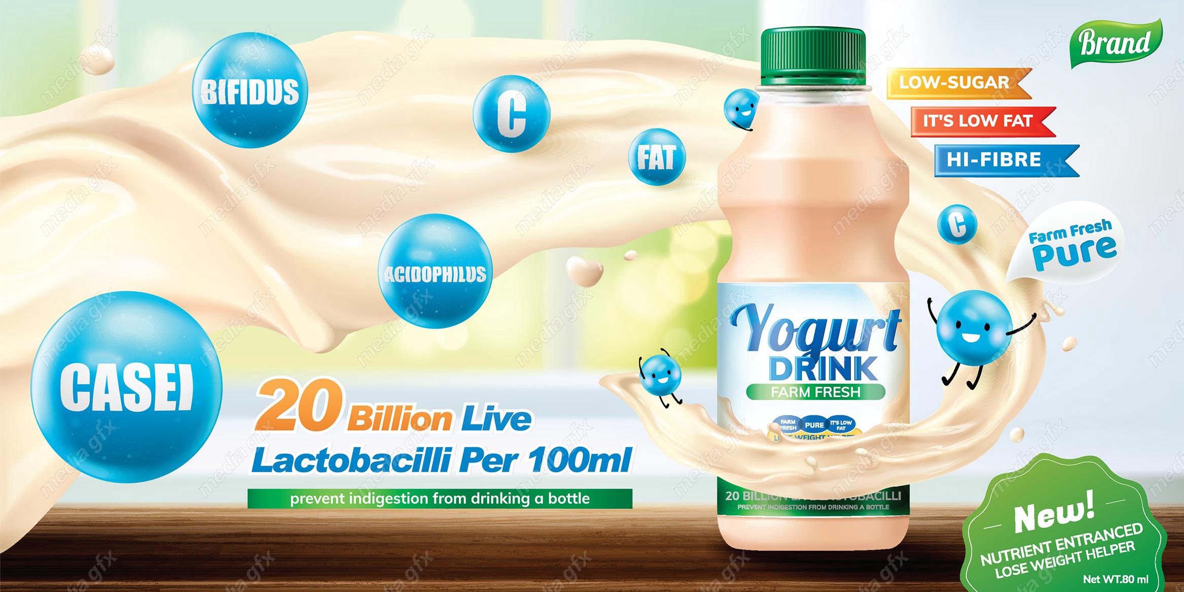 وکتور طرح پوستر و بیلبورد بطری بسته شیر و محصولات لبنی  MV003983