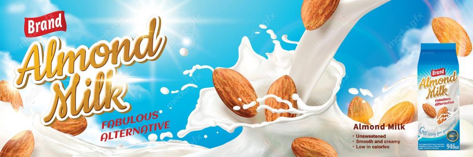 وکتور طرح پوستر و بیلبورد شیر بادام  MV003986