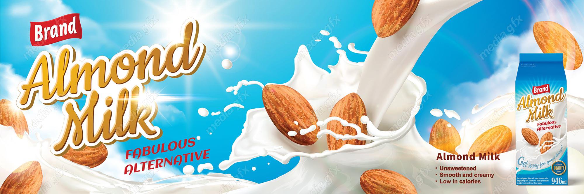 وکتور طرح پوستر و بیلبورد شیر بادام  MV003986